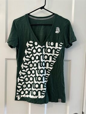 Nike Michigan State Spartans Green Athletic v-neck T-Shirt size Large